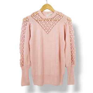 Vintage 80s Brownstone Studio Pastel Pink Boucle Popcorn Knit Sweater Size Med